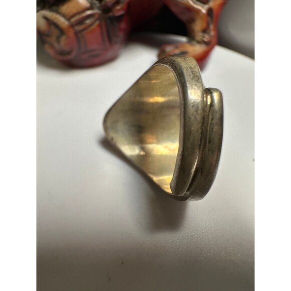 VTG Sterling Silver Red Coral Turquoise Ring - Picture 5 of 7